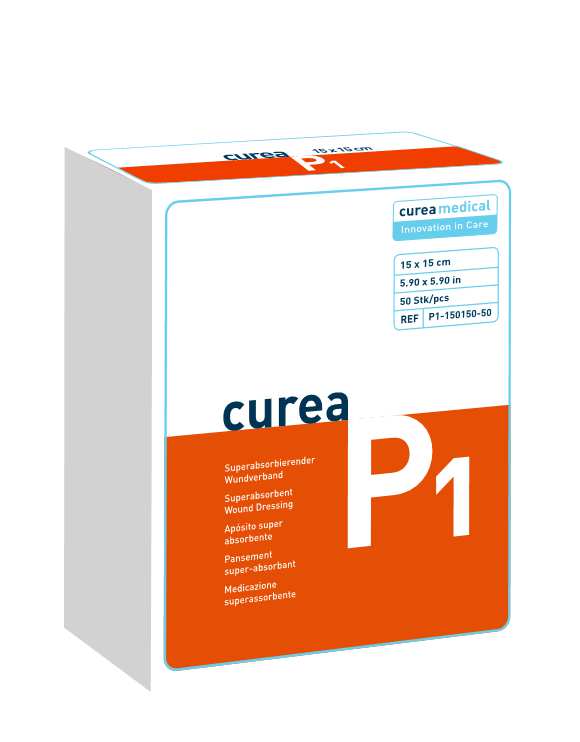 CUREA P1 superabsorb.Wundauflage 15x15cm 50 Stück PZN 04744080