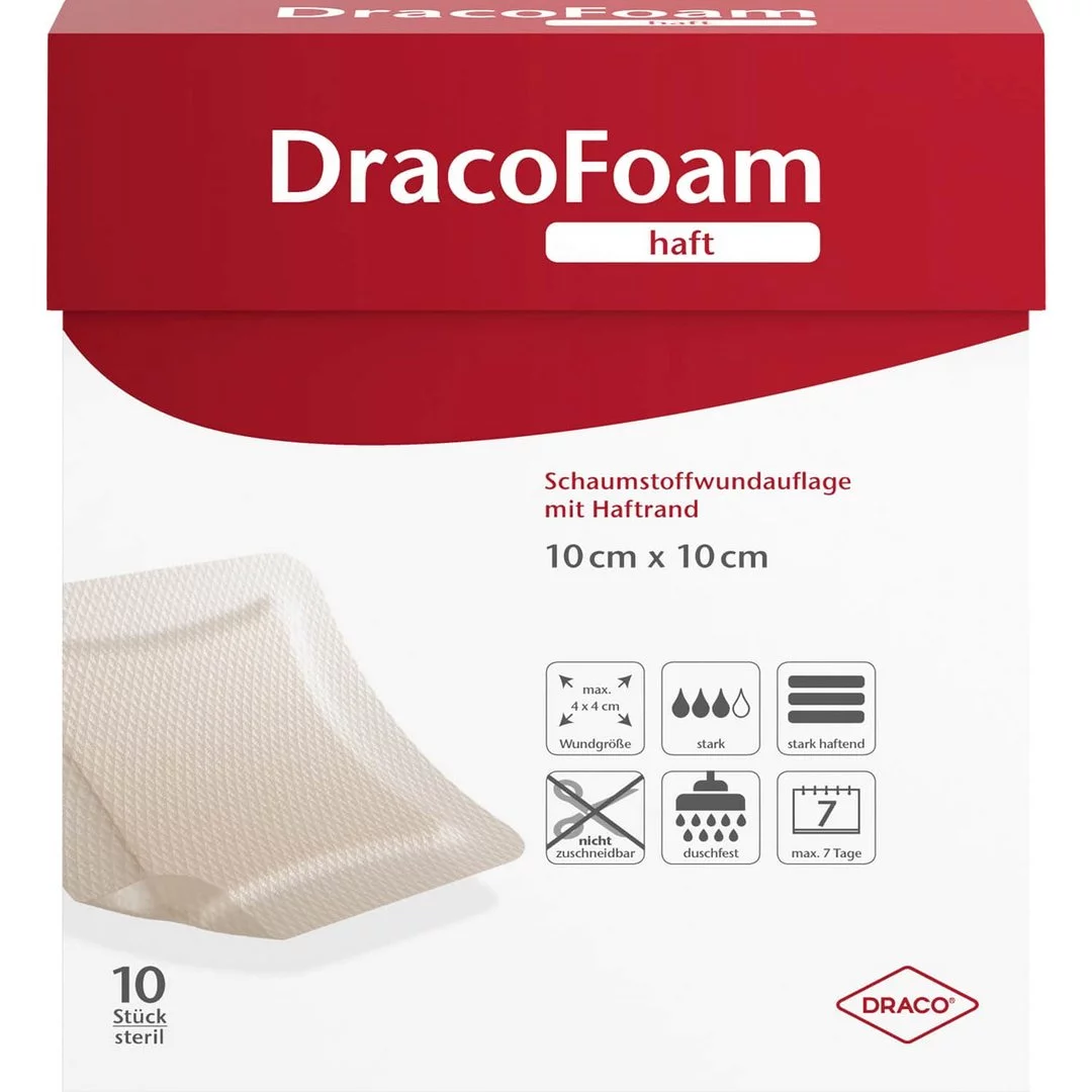 Draco Foam Haft 10x10cm 10 Stück PZN 10003123