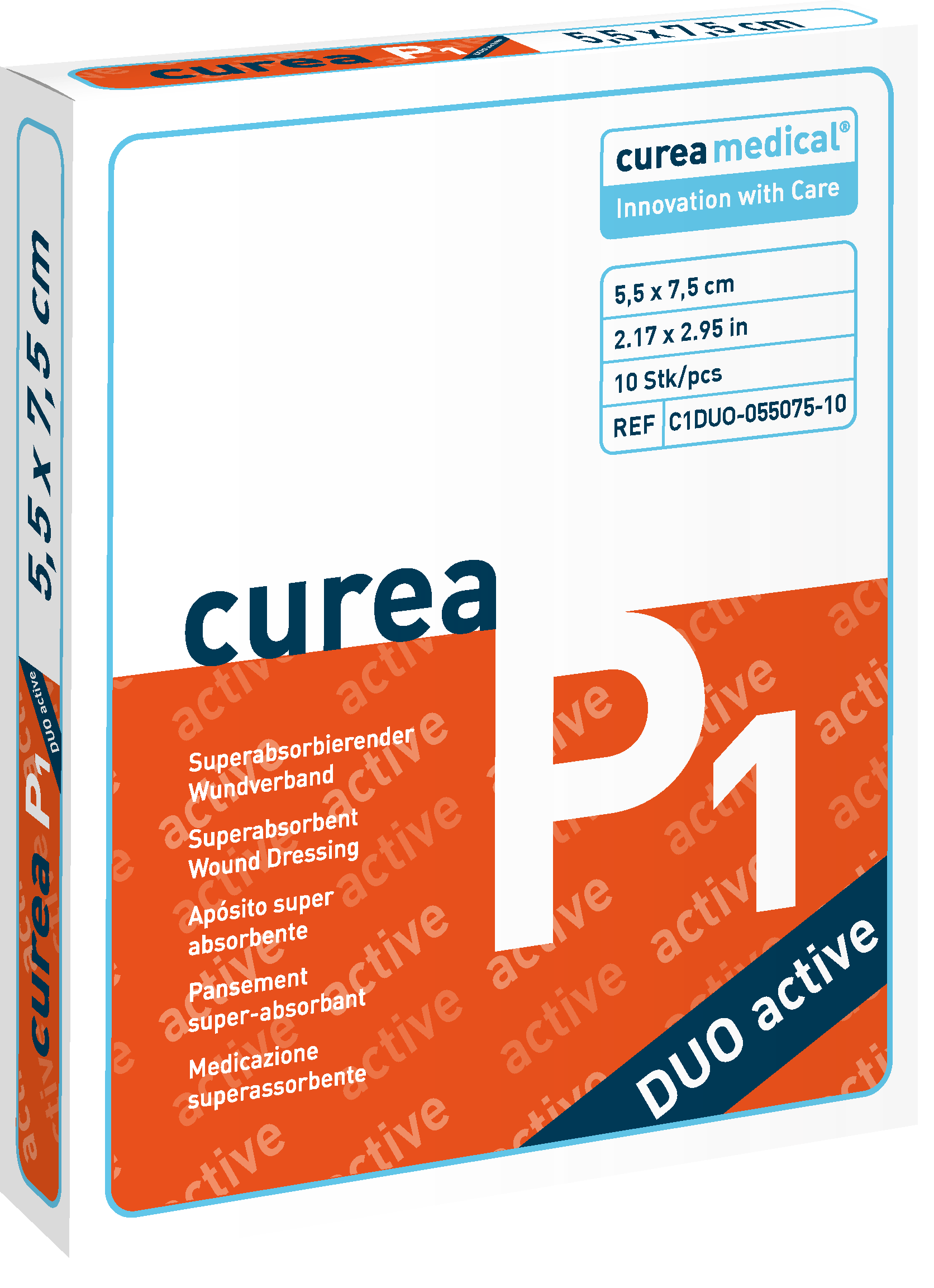 CUREA P1 duo active superabs. Wundaufl. 5.5 x 7.5cm 10 Stück PZN 015659733