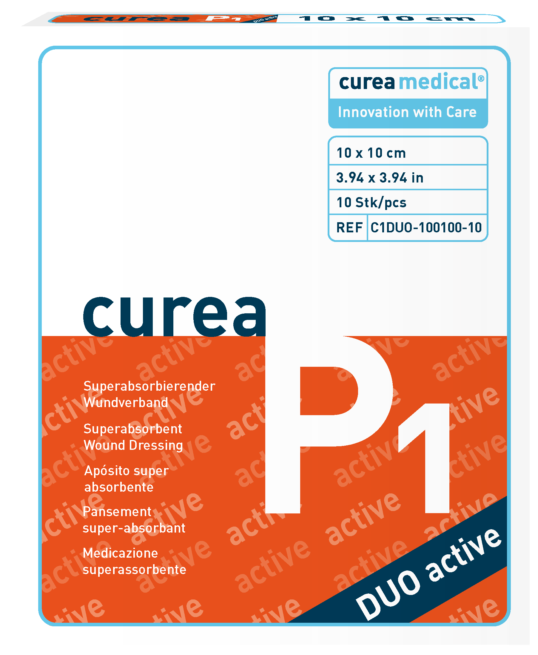 CUREA P1 duo active superabs.Wundaufl.10x10cm 10 Stück PZN 11346799