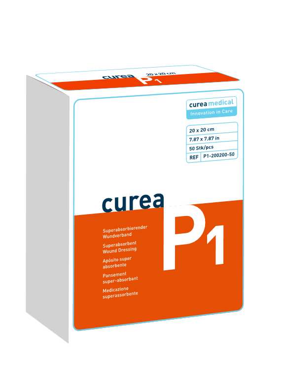CUREA P1 superabsorb.Wundauflage 20x20cm 50 Stück PZN 06563359