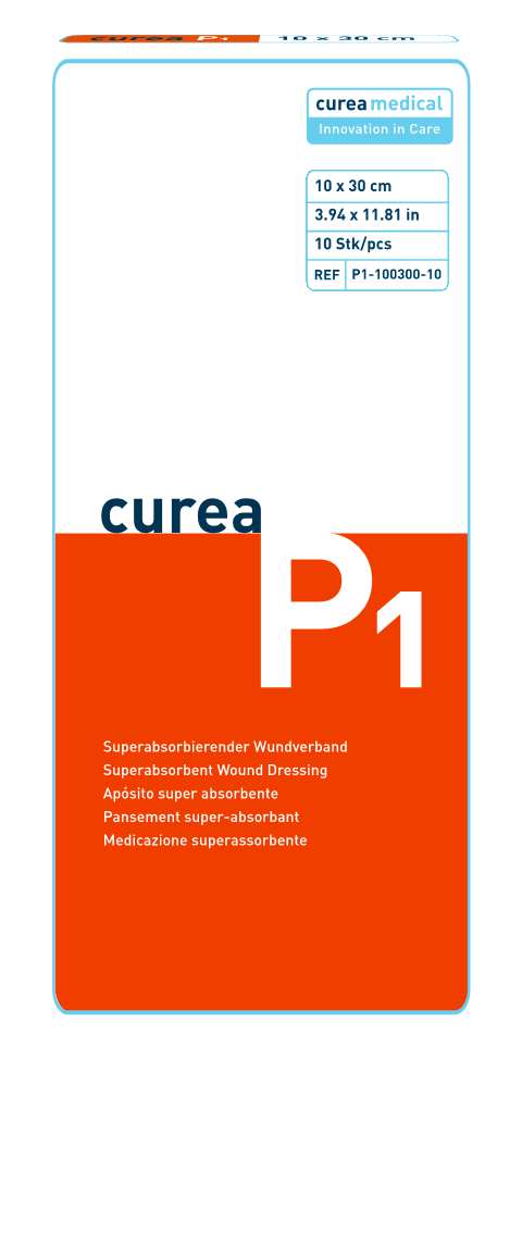 CUREA P1 superabsorb.Wundauflage 10x30cm 10 Stück PZN 06563365