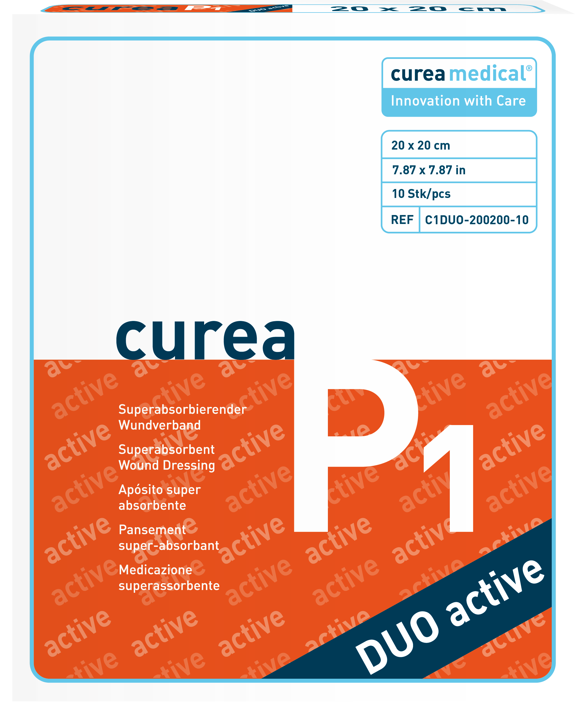CUREA P1 duo active superabs.Wundaufl.20x20cm 10 Stück PZN 12551107