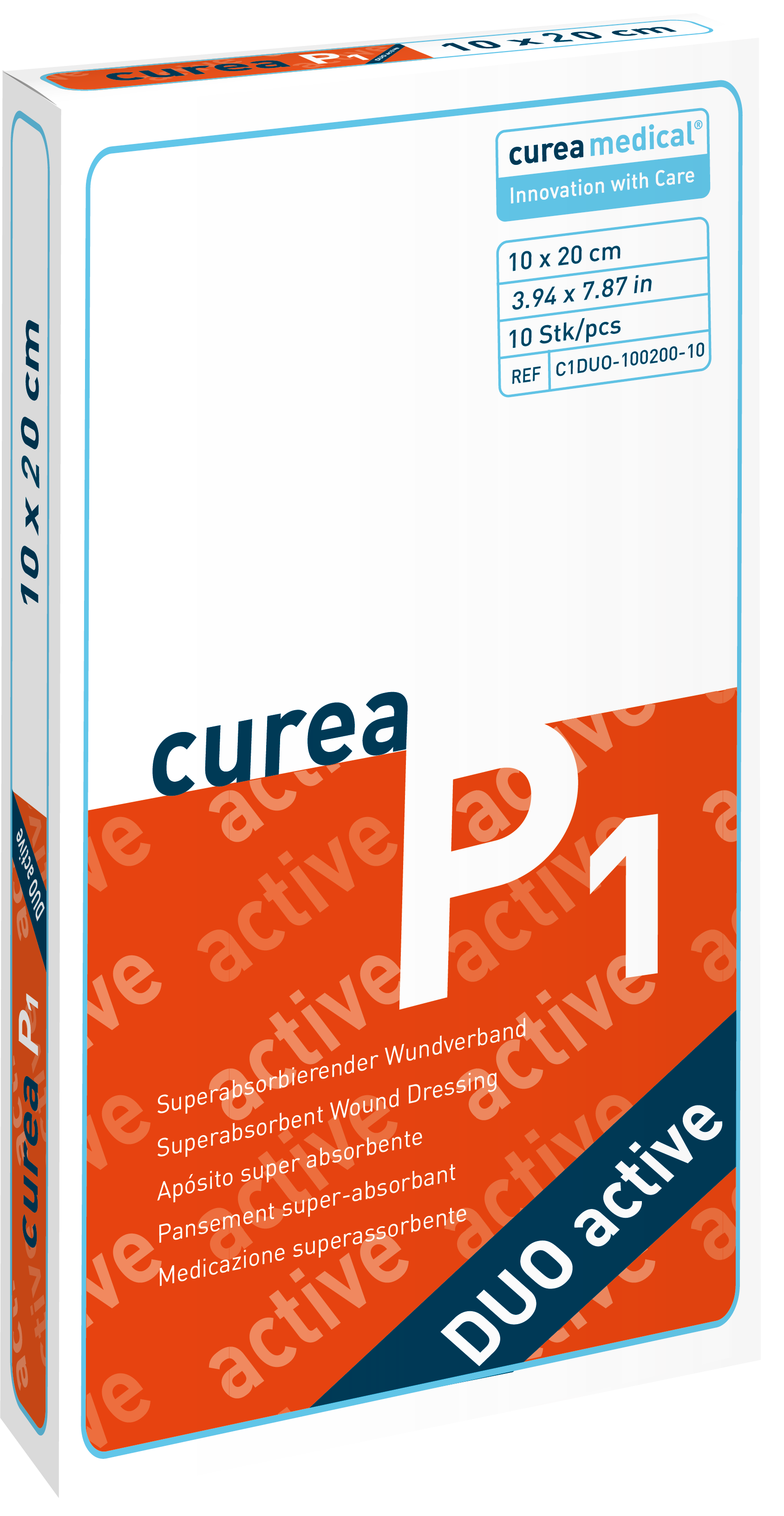 CUREA P1 duo active superabs.Wundaufl.10x20cm 10 Stück PZN 11346813