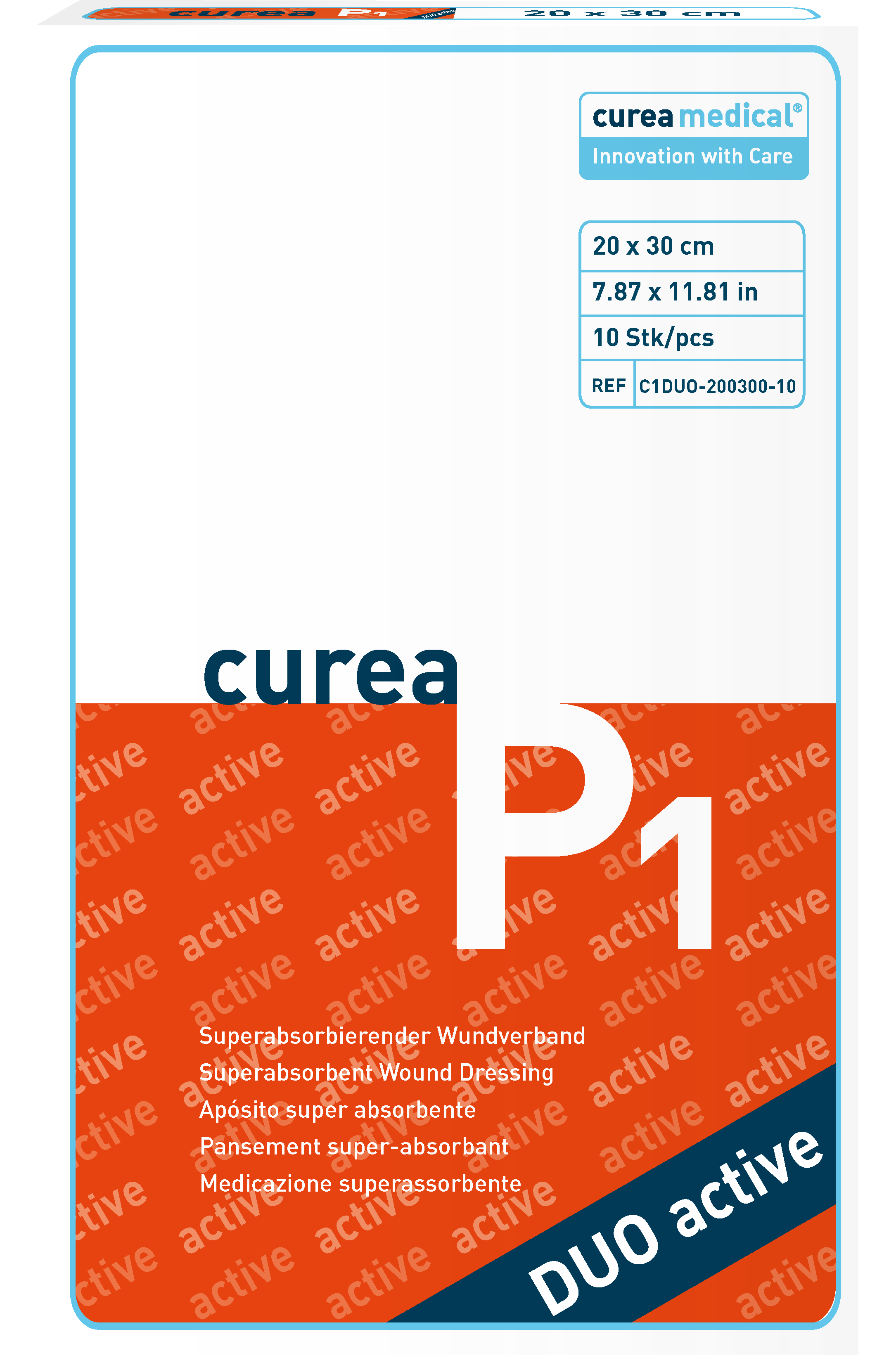 CUREA P1 duo active superabs.Wundaufl.20x30cm 10 Stück PZN 12601466