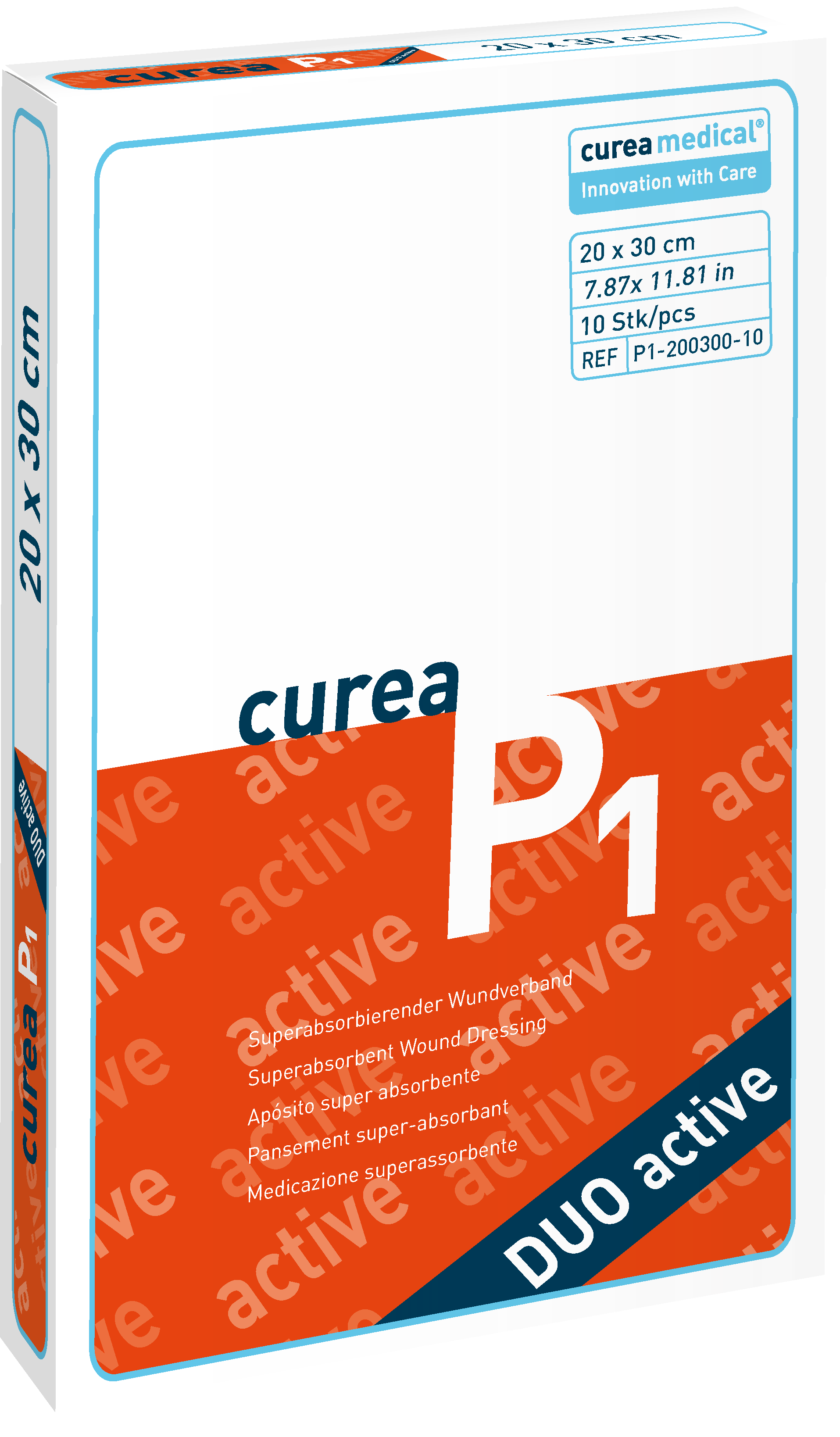 CUREA P1 duo active superabs.Wundaufl.20x30cm 10 Stück PZN 12601466