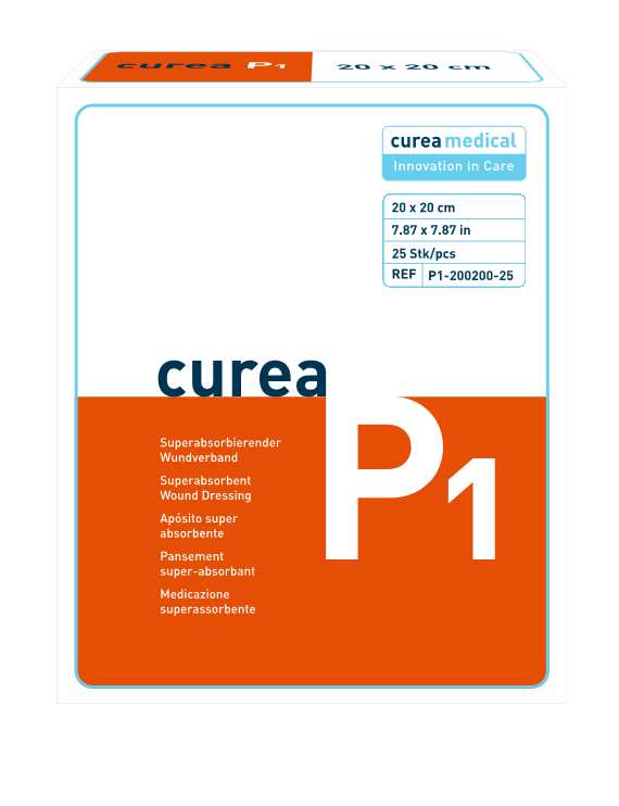 CUREA P1 superabsorb.Wundauflage 20x20cm 25 Stück PZN 06563342