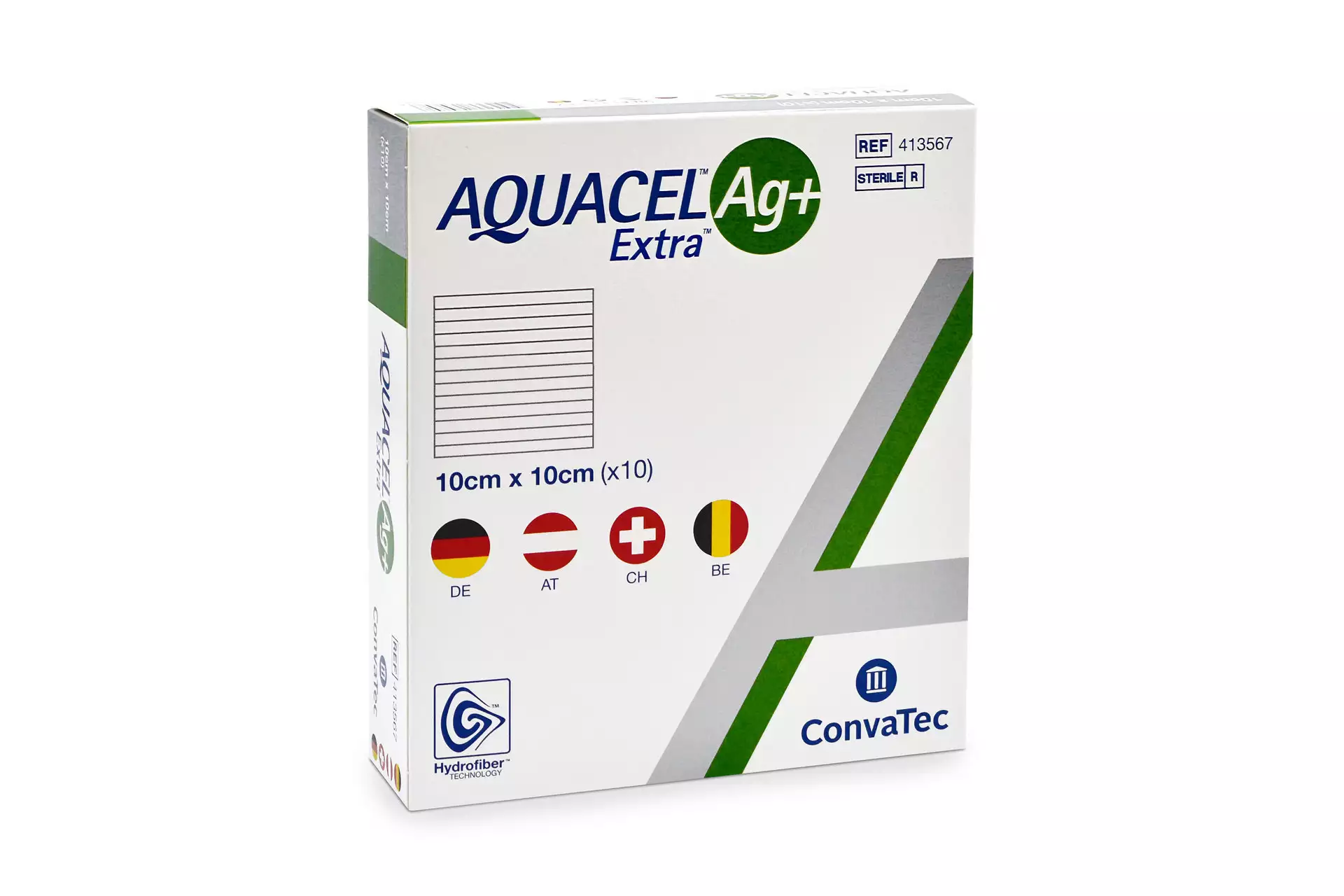 AQUACEL Ag+ Extra Wundauflage 10x10 cm Kompressen 10 Stück PZN 10203810